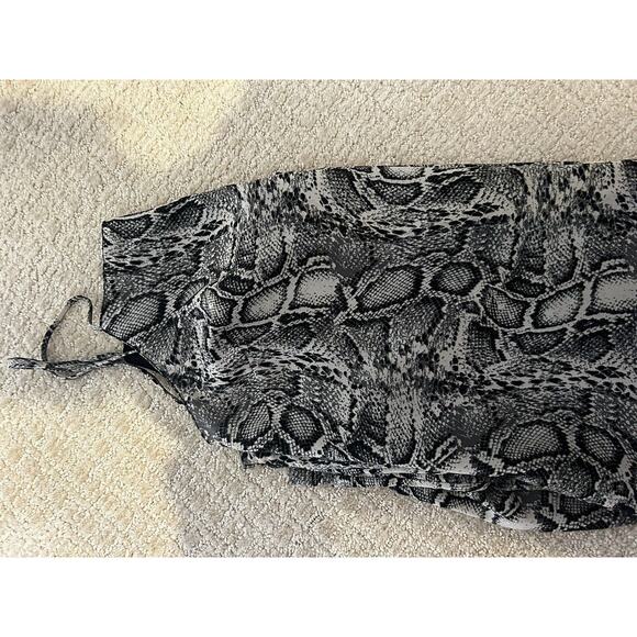 Japna Womens Medium Y2K Snakeskin Mini Party Slip Dress‎ Summer Sleeveless Black - Picture 4 of 4